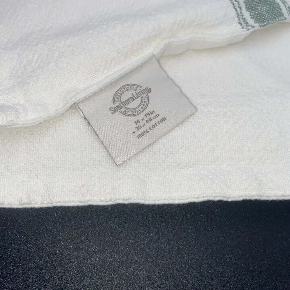 Southern Living Green Ivory Placemats Cotton Set 6 14